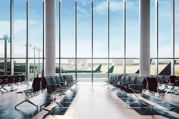 3d rendering del terminal passeggeri dell'aeroporto