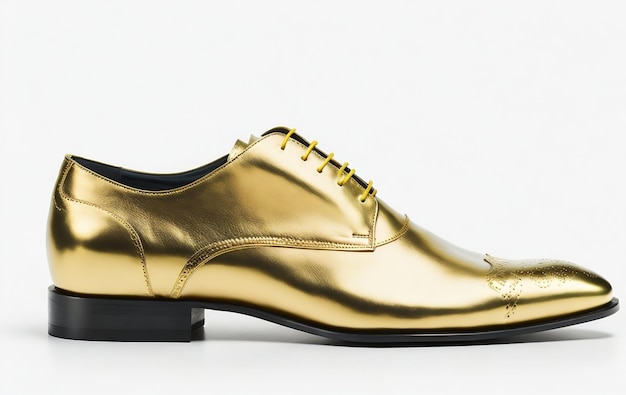 3d rendering di una scarpa maschile d'oro scarpe formali d'oro scarpe formali maschili