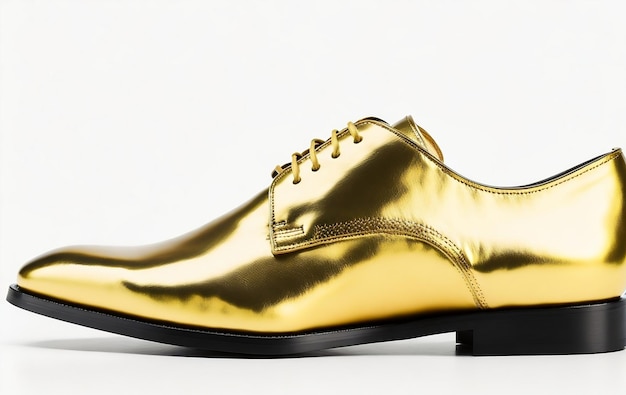 3d rendering di una scarpa maschile d'oro scarpe formali d'oro scarpe formali maschili