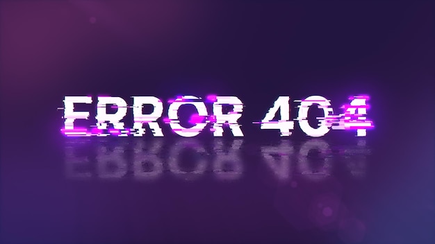 3d rendering error 404 text with screen effects of technological glitches
