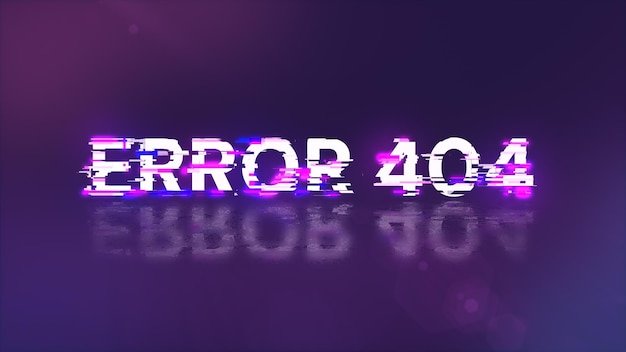 3d rendering error 404 text with screen effects of technological glitches
