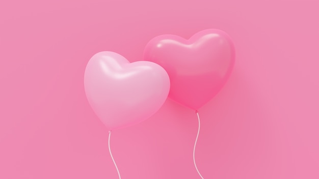 3d rendering illustrazione del cuore palloncino rosa su sfondo rosa per amore, matrimonio, san valentino, anniversario.