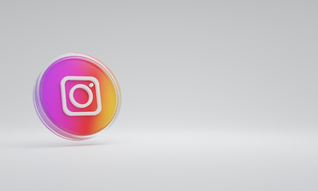 3d rendering illustrazione icona logo vetro instagram