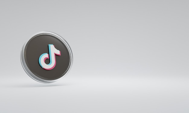 3d rendering illustrazione icona logo vetro tiktok