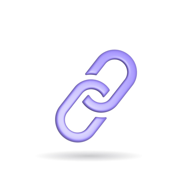 Photo 3d rendering link icon illustration with shadow isolated on white