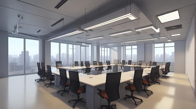 3D rendering loft riunione d'affari e sala di lavoro su edificio per uffici