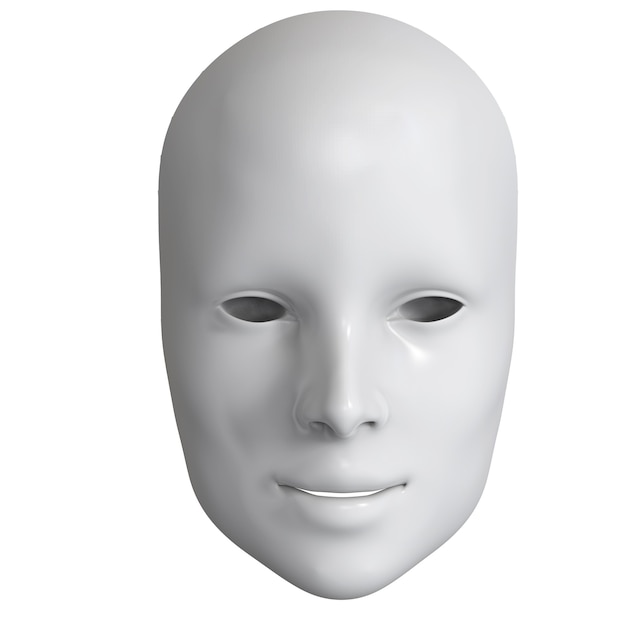 3D rendering maschera viso bianca isolata su bianco