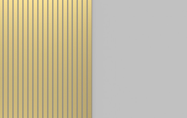 Photo 3d rendering. modern luxury gold vertical bar pattern on gray background.