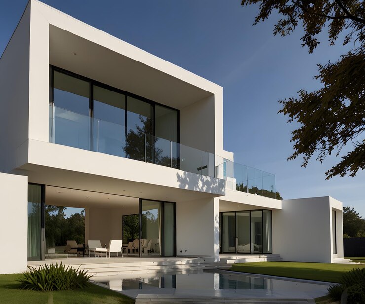 3D rendering of a large modern contemporary house architecture design