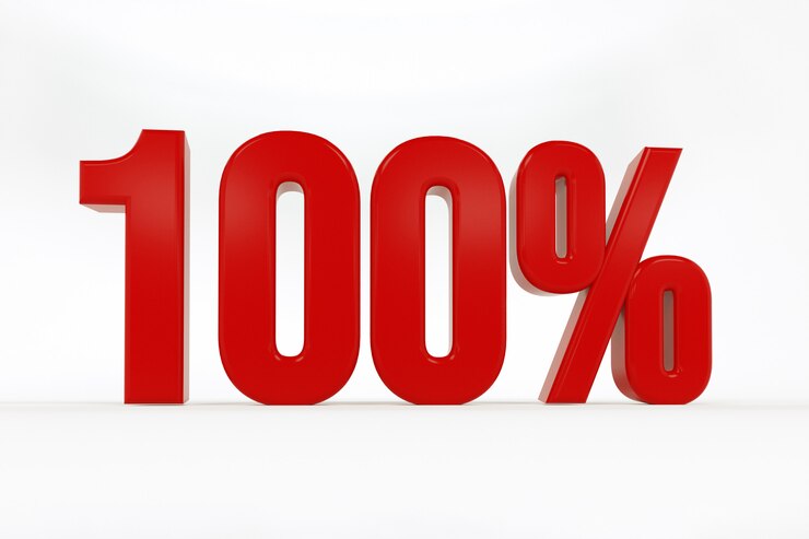 3D Rendering of a one hundered percent symbol
