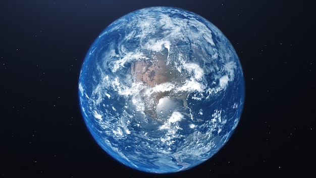 3D rendering of a view of the planet Earth from space