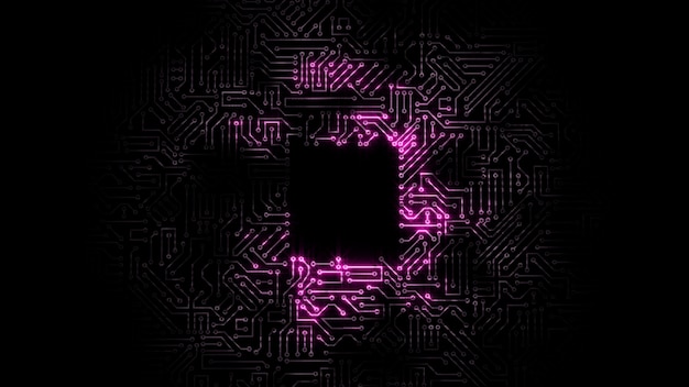 3D rendering of an electrical pulse passing through the circuits of a microcircuit