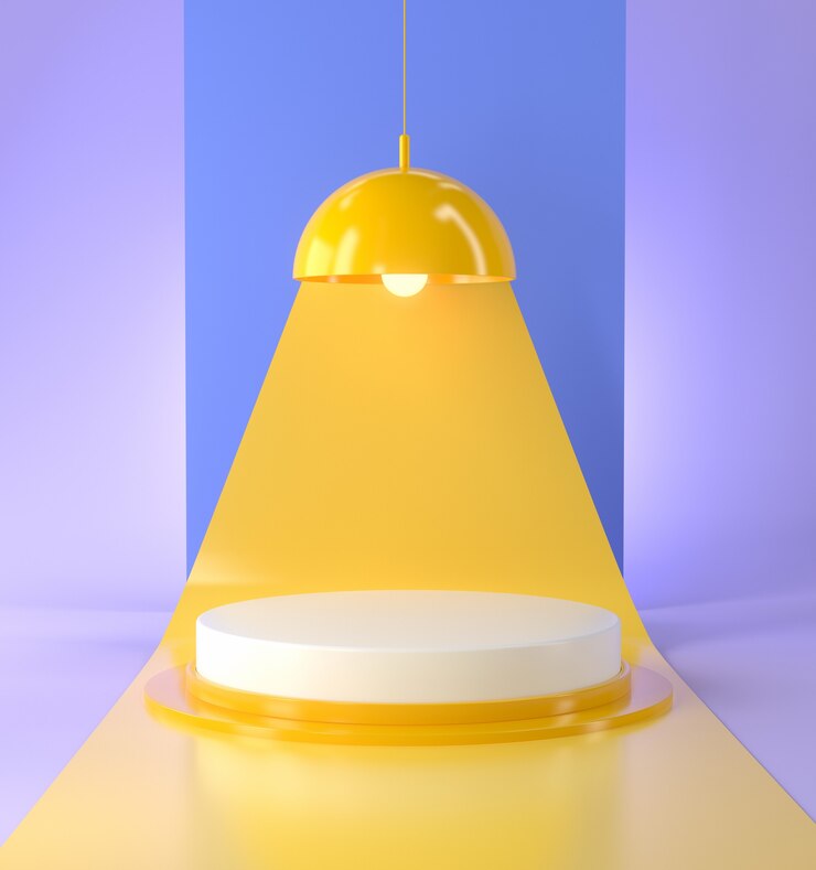 3d rendering of Podium and abstract geometric.
