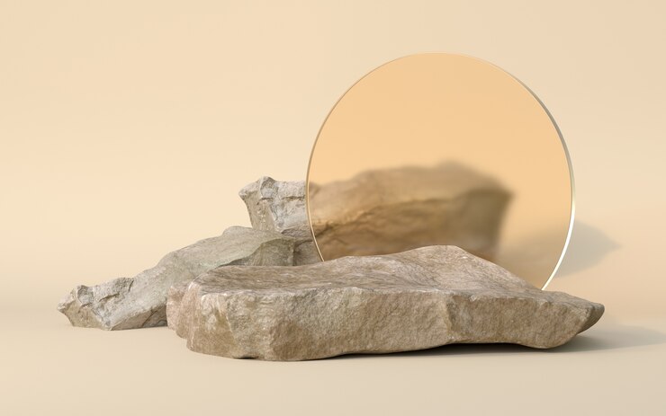 3d rendering of Podium stone and glass.