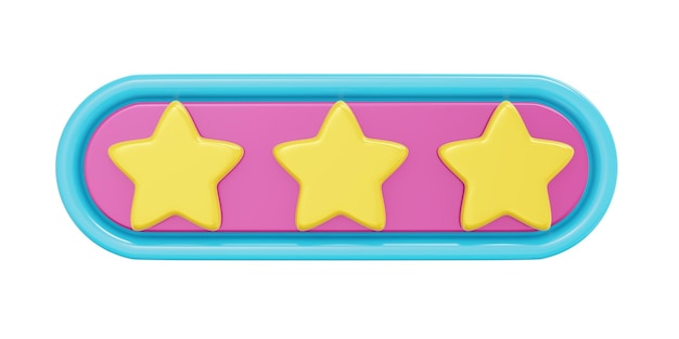 3d rendering of star feedback review icon isolated on white background concept of customer comment and service 3d render illustration cartoon style