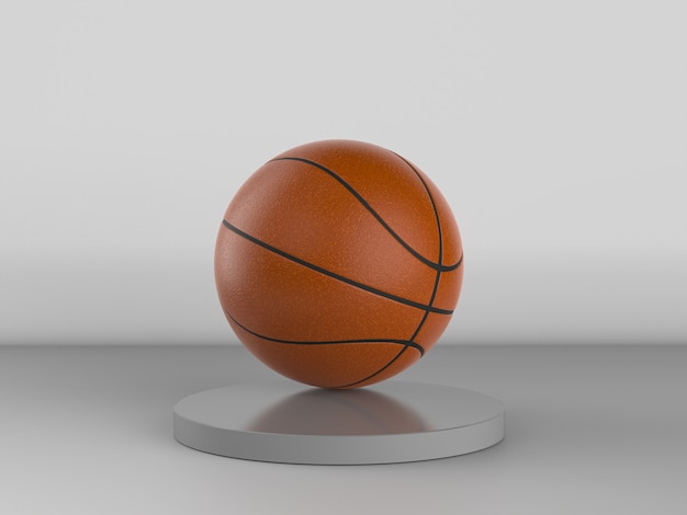 3D rendering palla da basket su sfondo grigio