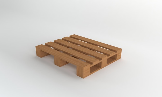 3D rendering pallet in legno isolato su sfondo bianco