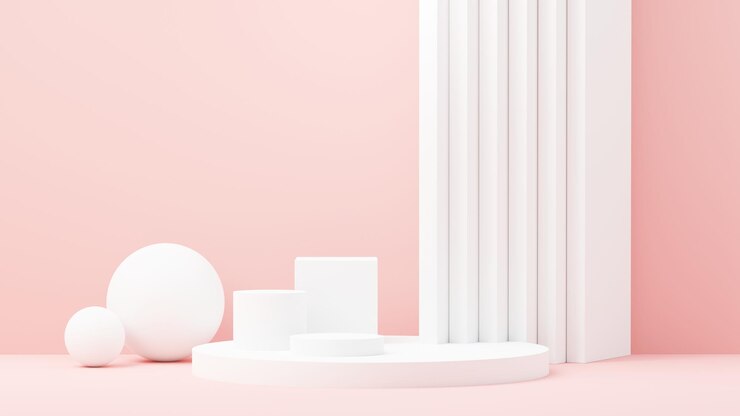 3d rendering piattaforma astratta del podio per la presentazione del prodotto e la pubblicità Sfondo scena minimale con design pulito Piedistallo vuoto per mock up Palcoscenico vuoto con colori pastello per cosmetici