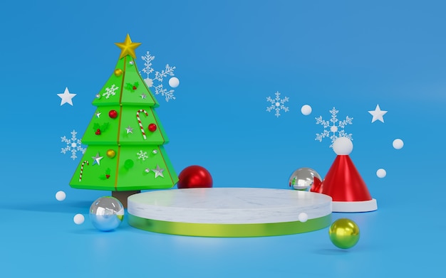 3d rendering podio e tema palco Buon Natale