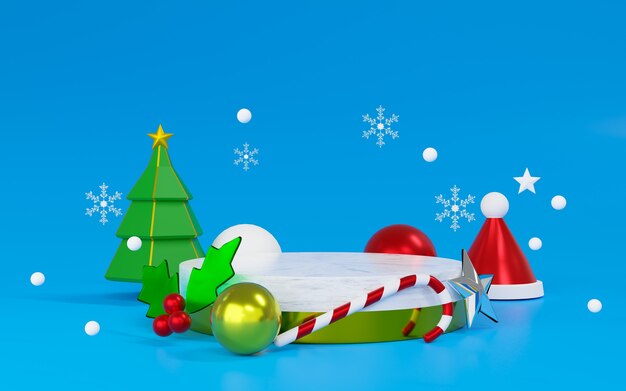 3d rendering podio e tema palco Buon Natale