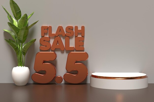 3D rendering podio vendita flash promo vendita giorno di shopping