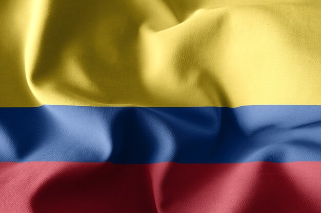 3D rendering realistico sventolando la bandiera di seta della Colombia