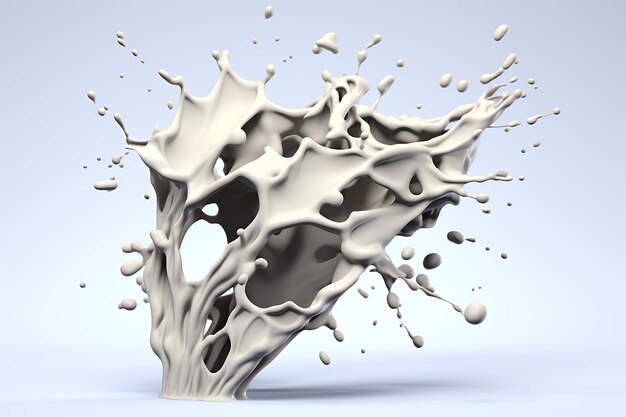 3d rendering splash di latte liquido sullo sfondo trasparente