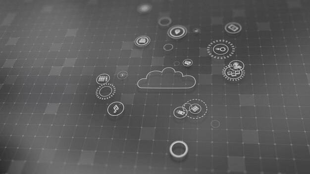 3d rendering the concept of cloud technologies and server data processing
