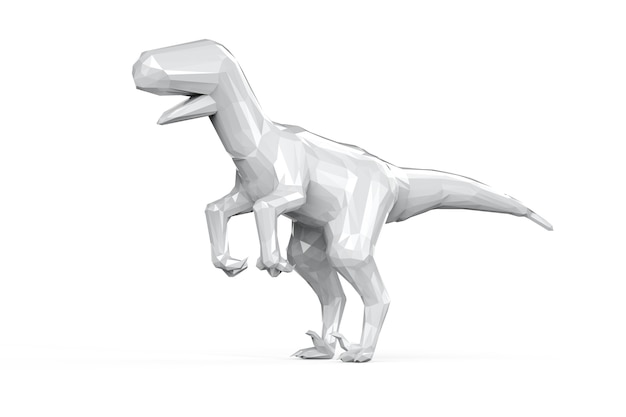 3D rendering whire dinosauro poligonale isolato su bianco