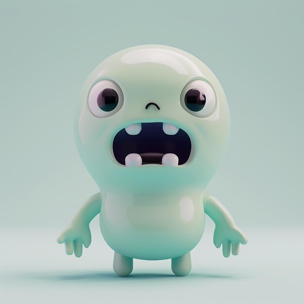 3D rendering zombie inquietante espressione adorabile piccola emoji colori pastello morbido