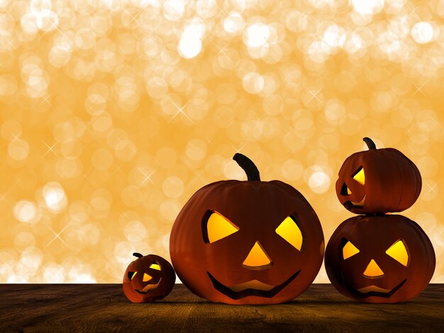 3D rendering zucca di halloween su sfondo arancione