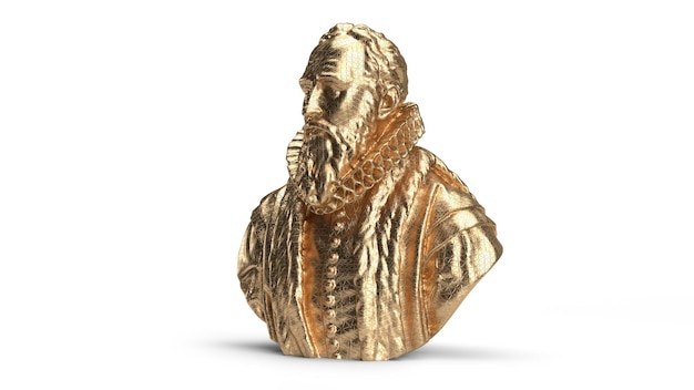 3d rendono busto re isolato oro