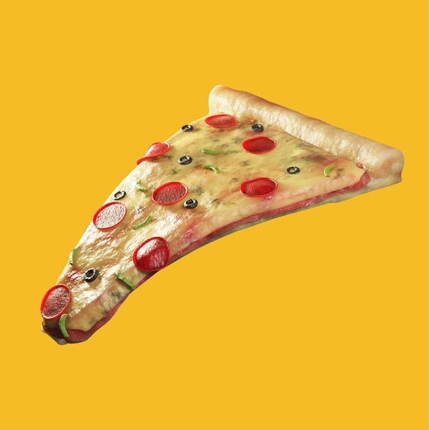 3d rendono deliziosa fetta di pizza