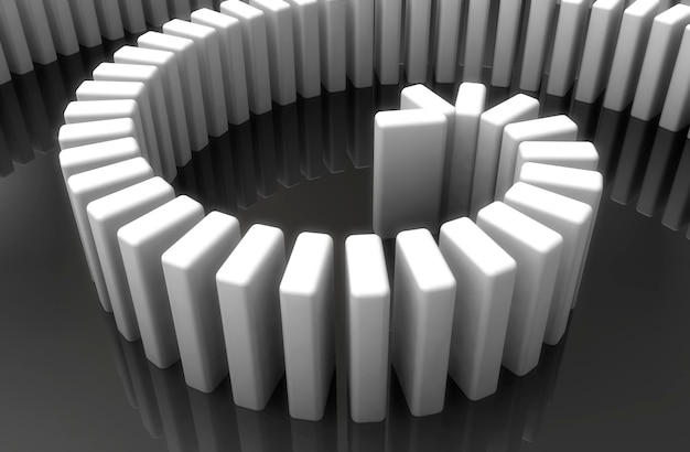 3d rendono l'effetto domino