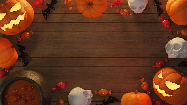 3d rendono lo sfondo di Halloween con la zucca
