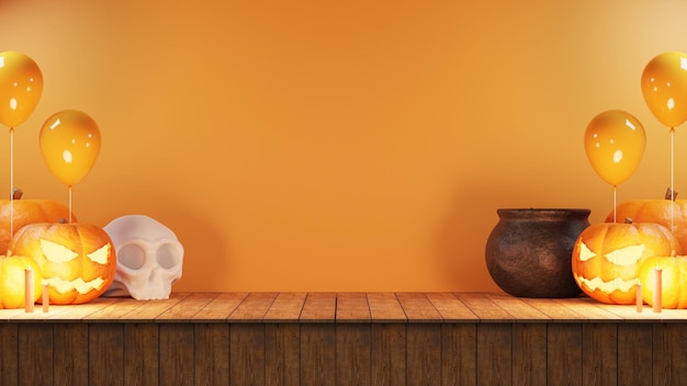 3d rendono lo sfondo di Halloween con la zucca