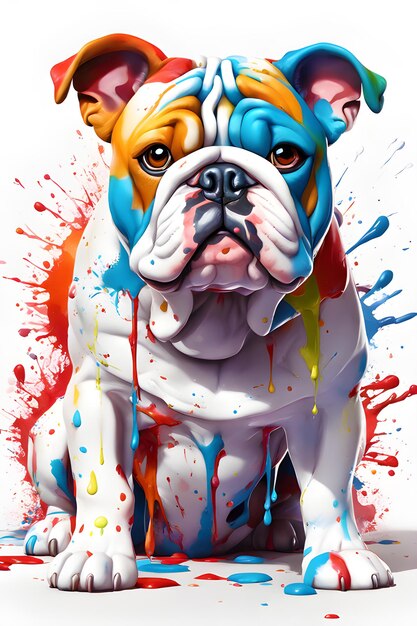 3d simpatico bulldog sfondo bianco vernice colorata immagine completa iper dettagliata generata ai