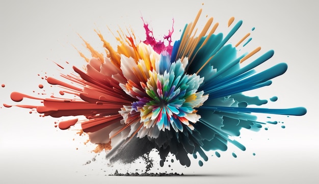 3d splash fiore sfondo acquerello pittura illustrazioni su sfondo bianco ai immagine