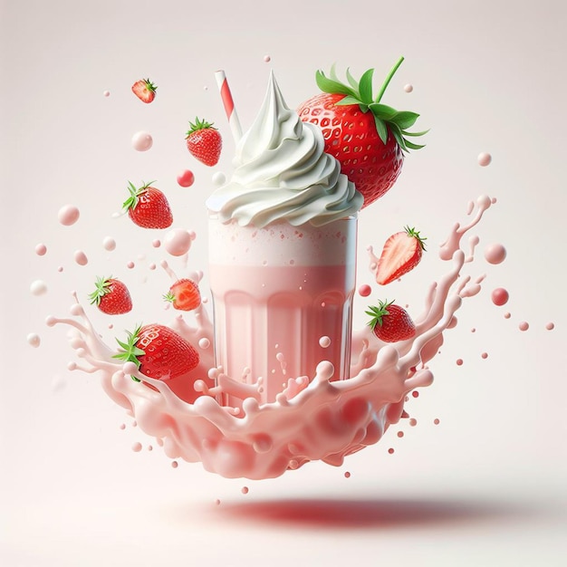 3d strawberry shake splash con fragole