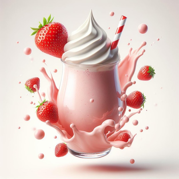 3d strawberry shake splash con fragole