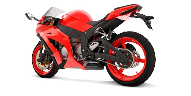 3d super sportiva rossa moto su sfondo bianco isolato. illustrazione 3D.