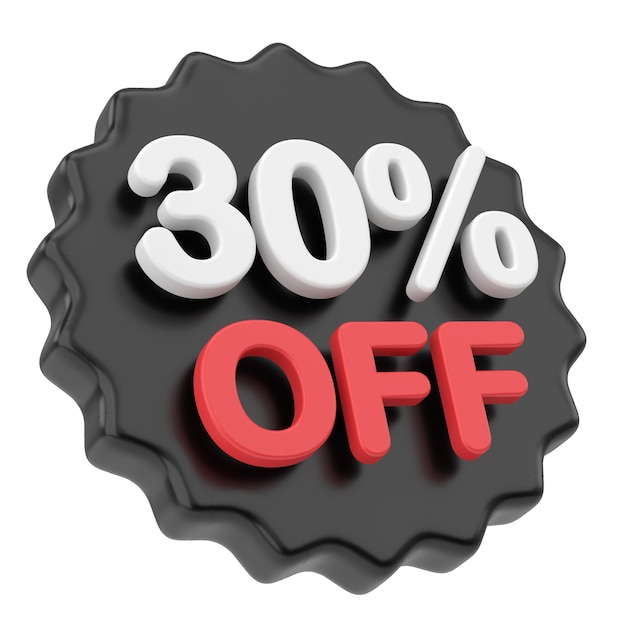 3D trenta percento di sconto 30 di sconto Illustrazione 3D del distintivo di vendita del venerdì nero