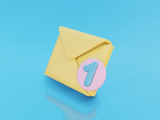 3d un messaggio o una notifica e-mail grafica per l'illustrazione o l'icona in rosa giallo e blu