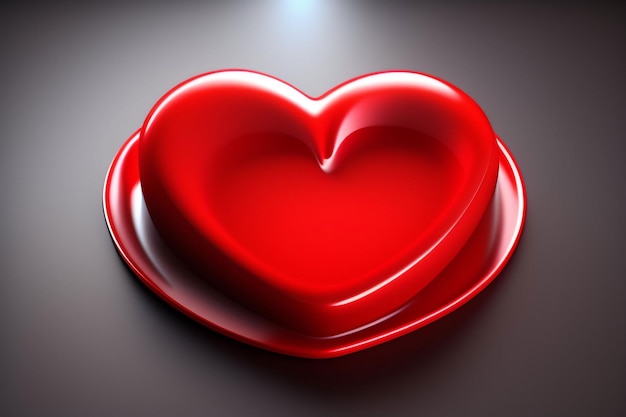 3d unico cuore rosso