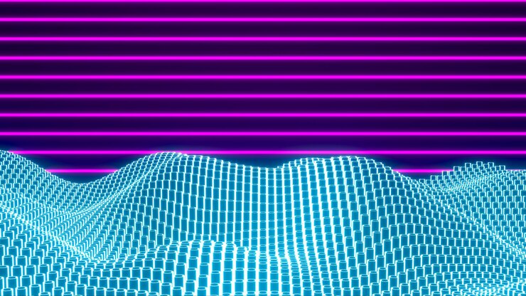 3d Videogames synthwaves background lights