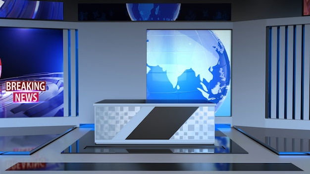 3D Virtual News Studio Sfondo 3d illustrazione