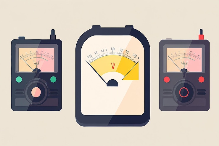 Photo 3d voltmeter flat illustration