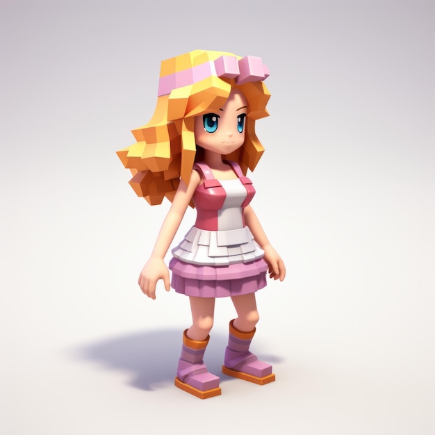 3d Voxel Art Commission Fairy Kei Girl In Dress