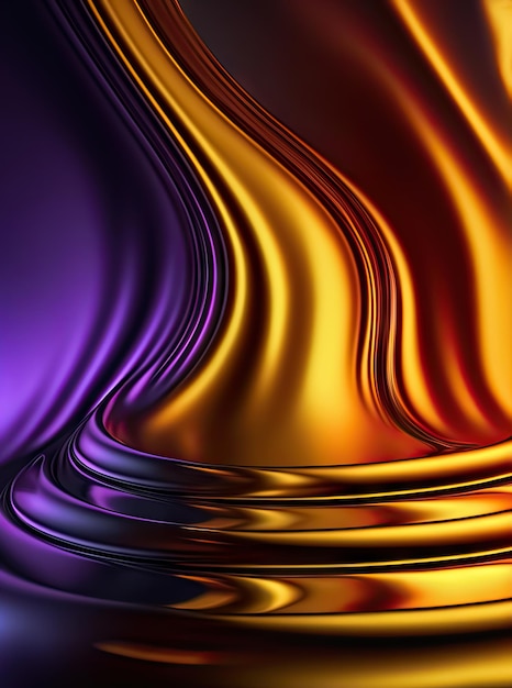 3D Wave Liquid Gradient Gold to Violet Paint