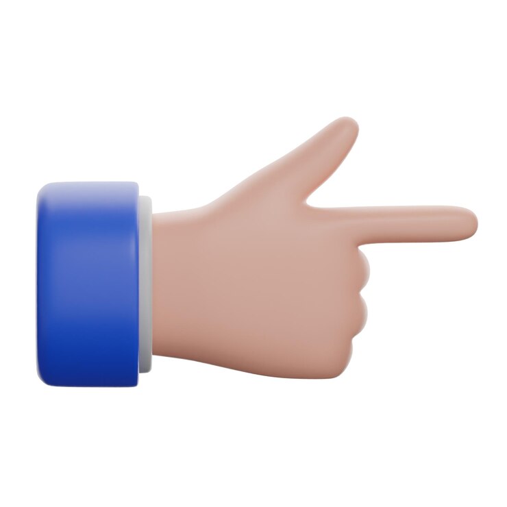 Photo 3d white right pointing backhand index isolated icon illustration render